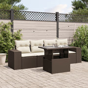 Loungeset poly rattan bruin 5-delig