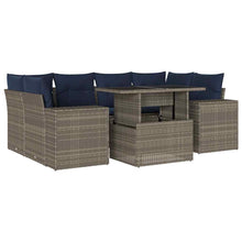 7-delige tuinset met kussens grijs poly rattan