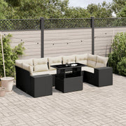 8-piece Lounge Set with Cushions Polyrattan Black