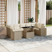 Loungeset 8-delig poly rattan beige
