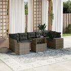 8-delige Loungeset met kussens poly rattan grijs