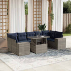 8-piece garden lounge set with cushions, grey poly rattan