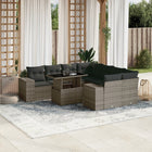 9-delige Loungeset met kussens poly rattan grijs