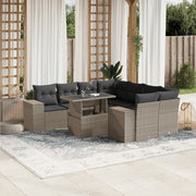9-piece Lounge Set with Cushions Poly Rattan Light Grey