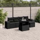 6-piece Lounge Set with Cushions Poly Rattan Black