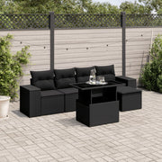 Loungeset 6-delig poly rattan zwart