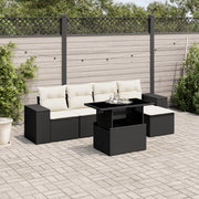 Loungeset 6-delig poly rattan zwart