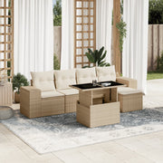 Loungeset 6-delig poly rattan beige