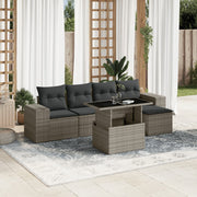 Loungeset 6-delig poly rattan grijs