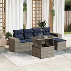 6-piece garden sofa set with cushions, gray poly rattan
