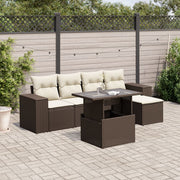 Loungeset 6-delig poly rattan bruin