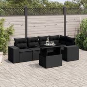 Loungeset 6-delig poly rattan zwart