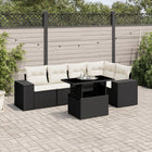 Loungeset 6-delig poly rattan zwart