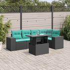 6-piece garden lounge set with cushions black poly rattan