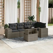 Loungeset 6-delig poly rattan grijs