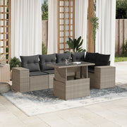 Loungeset 6-delig poly rattan lichtgrijs