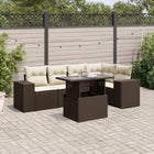 Loungeset 6-delig poly rattan bruin