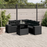 Loungeset 6-delig poly rattan zwart