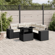 Loungeset 6-delig poly rattan zwart