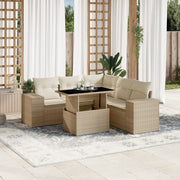 Loungeset poly rattan 6-delig beige