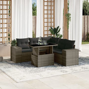 Loungeset poly rattan grijs 6-delig