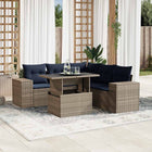 6-piece garden sofa set with cushions, gray poly rattan