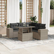 Loungeset 6-delig poly rattan lichtgrijs
