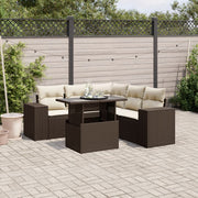 Loungeset 6-delig poly rattan bruin