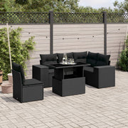6-piece Lounge Set with Cushions Poly Rattan Black