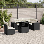 Loungeset 6-delig poly rattan zwart