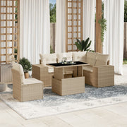 Loungeset 6-delig poly rattan beige