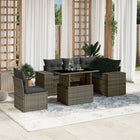 6-piece Lounge Set with Cushions Poly Rattan Grey
