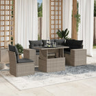 Loungeset 6-delig poly rattan lichtgrijs