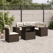 Loungeset 6-delig poly rattan bruin