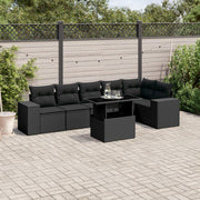 Loungeset 7-delig poly rattan zwart