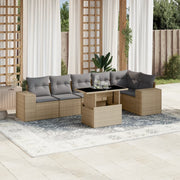 Loungeset 7-delig poly rattan beige