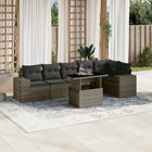 7-delige Loungeset met kussens poly rattan grijs