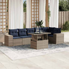 7-piece garden sofa set with cushions, grey poly rattan