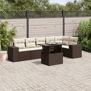 Loungeset 7-delig poly rattan bruin