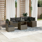 7-piece Lounge Set with Cushions poly rattan grey