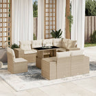 9-delige Loungeset met kussens poly rattan beige