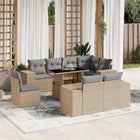 9-delige Loungeset met kussens poly rattan beige