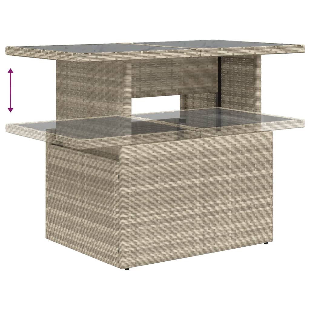 9-delige Loungeset met kussens poly rattan lichtgrijs