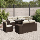 9-piece Lounge Set with Cushions Poly Rattan Brown