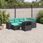 Tuinbankset 7-delig polyrotan zwart