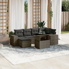 7-delige Loungeset met kussens poly rattan grijs