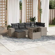 Loungeset 7-delig poly rattan lichtgrijs