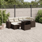 7-Piece Poly Rattan Lounge Set with Cushions Brown