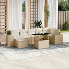 8-delige Loungeset met kussens poly rattan beige