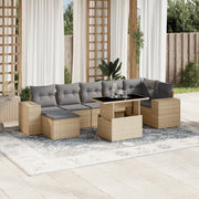 Loungeset 8-delig poly rattan beige